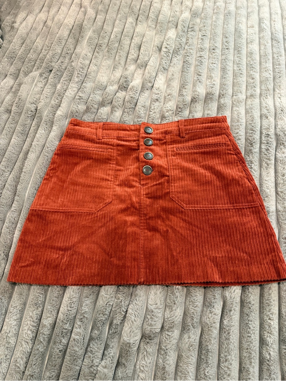 Zara Rust Orange Corduroy Button-Front Mini Skirt